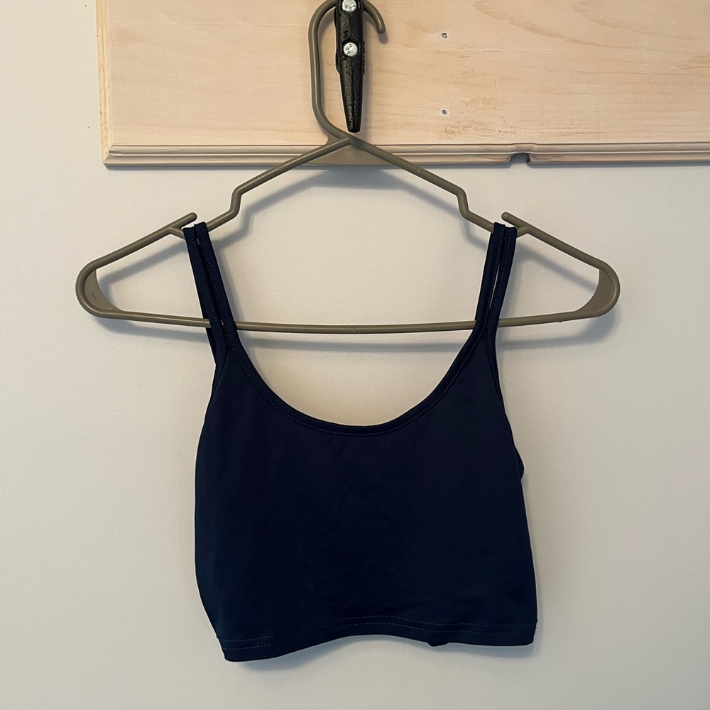 Navy Crop Top With Twisted Back